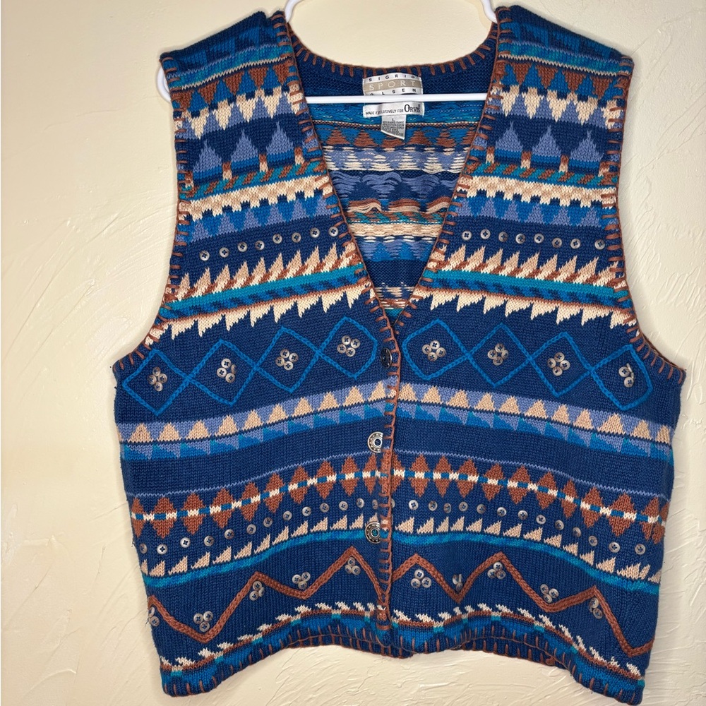 Vintage Sigrid Olsen Cotton Sweater Vest Designed for Orvis